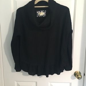 Cowl Neck Top with Ruffle/Flounce Hem.